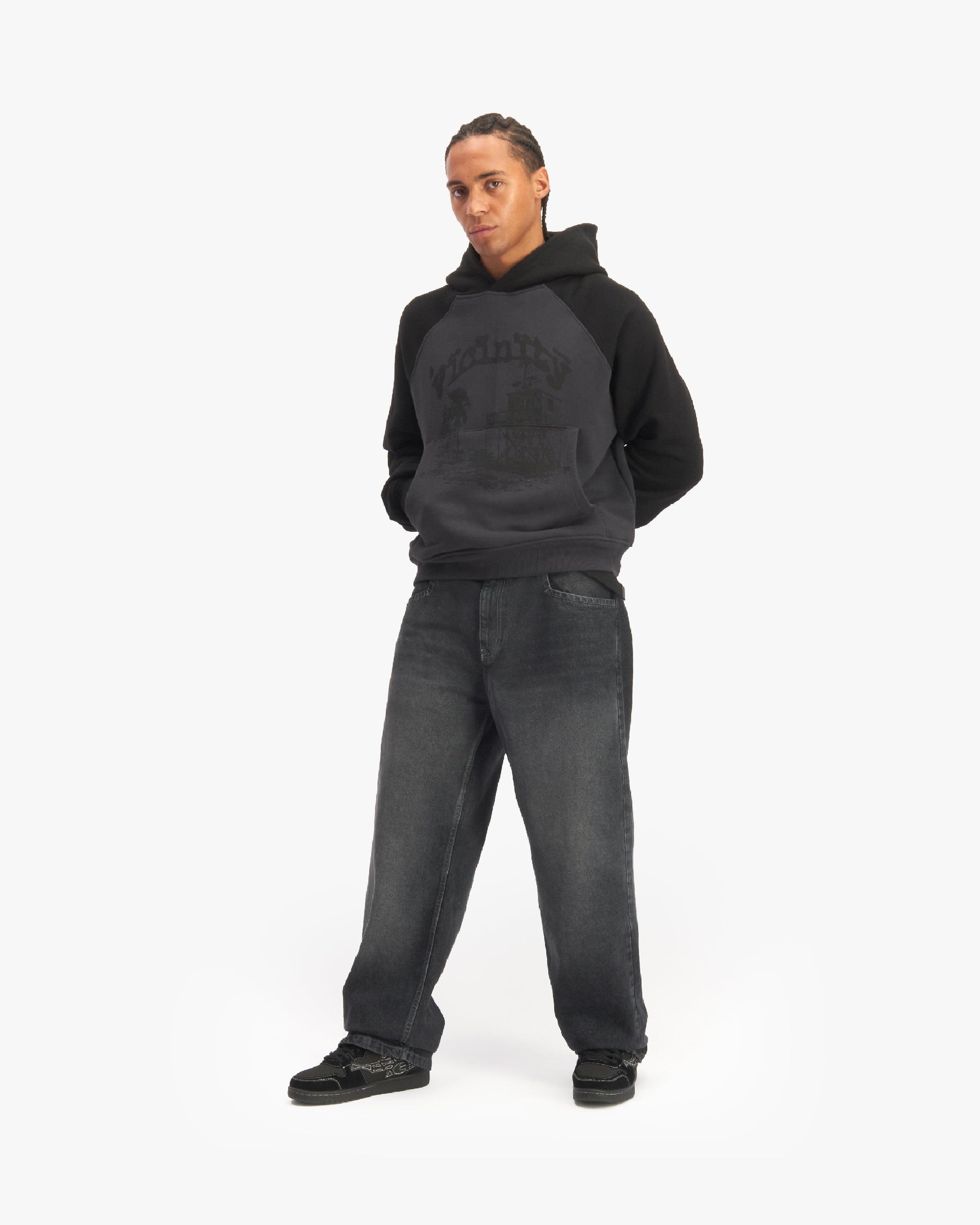 BICOLOR SHOOTING HOUSE HOODIE DARK GREY/BLACK