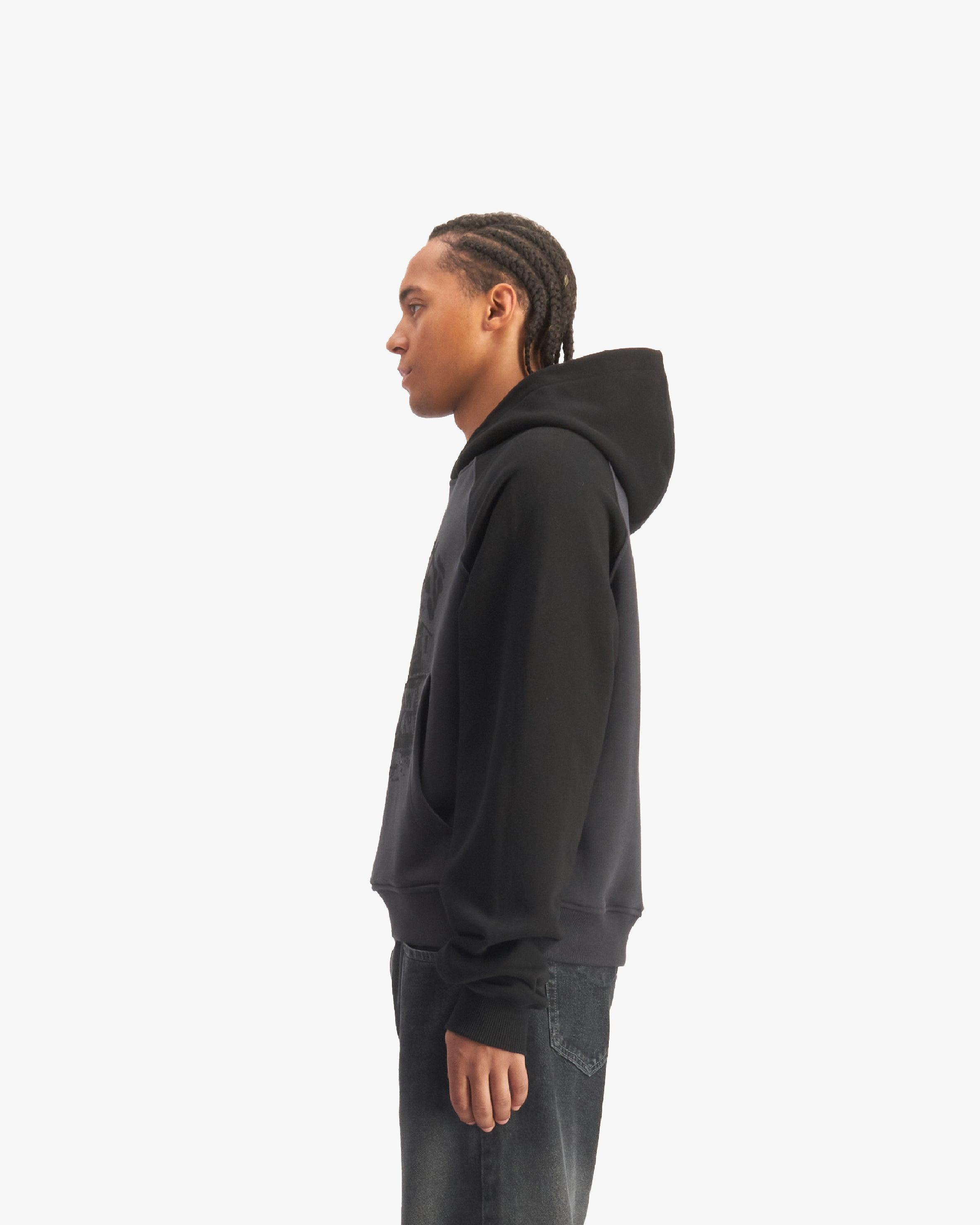 BICOLOR SHOOTING HOUSE HOODIE DARK GREY/BLACK